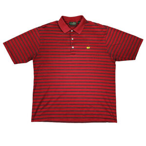 Masters Amen Corner Golf Polo Men's L Red Striped Pima Cotton 60's Two-Ply